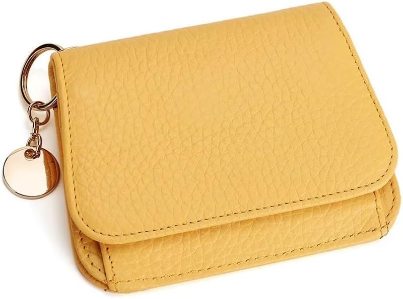 Mudono Small Wallet for Women RFID Blocking Genuine Leather Card Case Slim Tri-Fold Wallet with Zipper Pocket and Keychain - Image 1